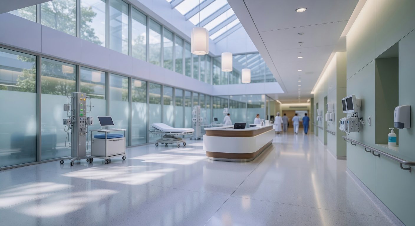 Modern hospital corridor